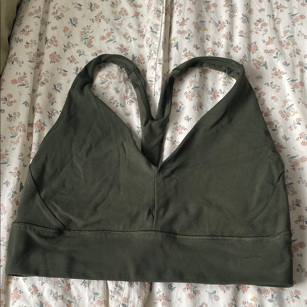 Athleta Green Sports Bra with Triangle Cups and Racerback